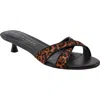 Marc Fisher Ltd Tracey Genuine Calf Hair Kitten Heel Slide Sandal In Brown