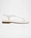Marc Fisher Ltd Tubular Leather T-strap Flat Sandals In Chic Cream