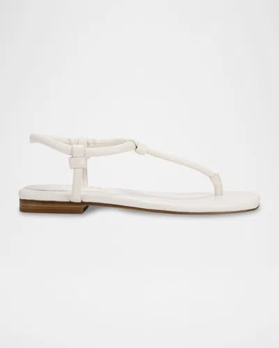 Marc Fisher Ltd Tubular Leather T-strap Flat Sandals In Chic Cream