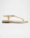 Marc Fisher Ltd Tubular Leather T-strap Flat Sandals In Gold