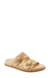 Marc Fisher Ltd Beaded Woven Dual-strap Slide Sandals In Beige