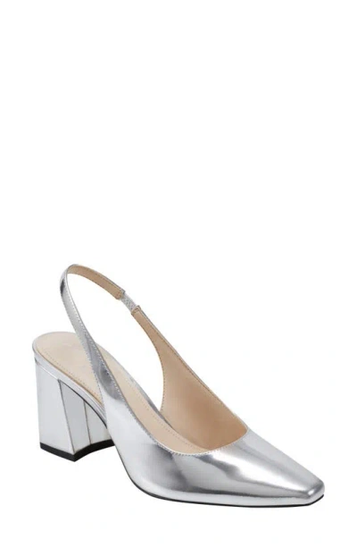 Marc Fisher Ltd Valinda Block Heel Slingback Pump In Silver