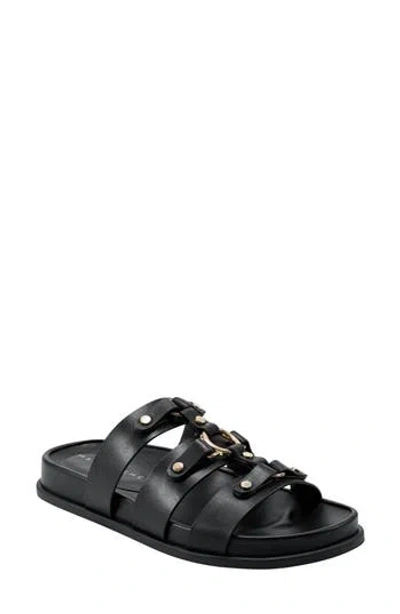 Marc Fisher Ltd Women's Verity Almond Toe Triple Strap Sandals In Black