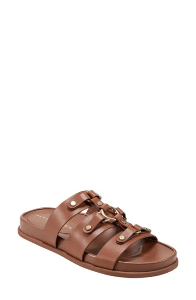 Marc Fisher Ltd Women's Verity Almond Toe Triple Strap Sandals In Medium Natural