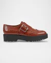 Marc Fisher Ltd Remona Wingtip Monk Strap Platform Loafer In Medium Natural