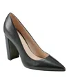 Marc Fisher Ltd Abilene Leather Block-heel Pumps In Black Leather