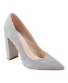 Marc Fisher Ltd Women's Abilene Block Heel Pointy Toe Dress Pumps In Light Grey Suede