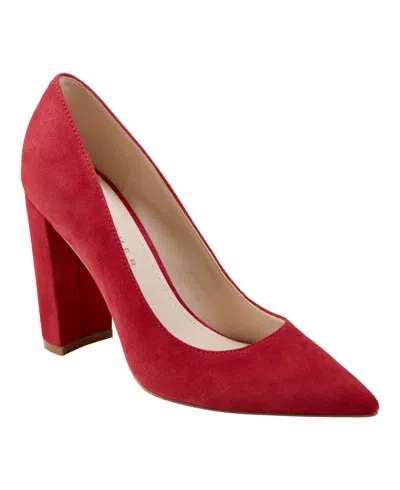 Marc Fisher Ltd Women's Abilene Block Heel Pointy Toe Dress Pumps In Red Suede