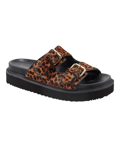 Marc Fisher Ltd Women's Agusta Double Buckle Strap Flatform Sandals In Leopard