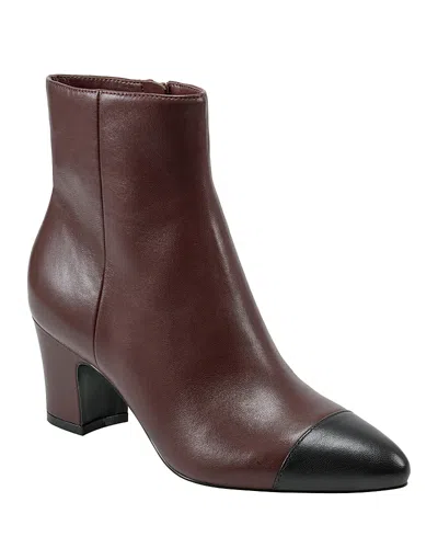 Marc Fisher Ltd Aleea Cap Toe Bootie In Dark Red,black Leather