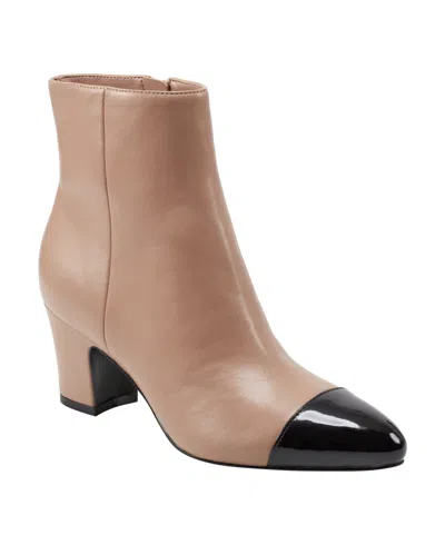 Marc Fisher Ltd Aleea Cap Toe Bootie In Light Natural,black
