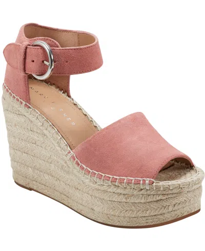 Marc Fisher Ltd Women's Alida High Platform Espadrille Wedge Sandals In Light Pink Suede