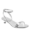Marc Fisher Ltd Women's Alona Kitten Heel Sandals In Silver Mirror Metallic Leather