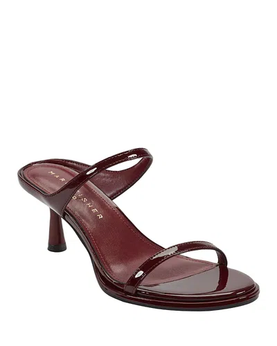 Marc Fisher Ltd Women's Alonde Leather High Heel Slide Sandals In Red