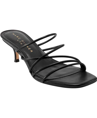 Marc Fisher Ltd Alonde Snake-embossed Leather Slide Sandals In Black
