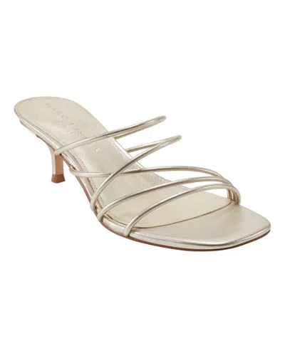 Marc Fisher Ltd Women's Banna Strappy Kitten Heel Sandals In Gold Leather
