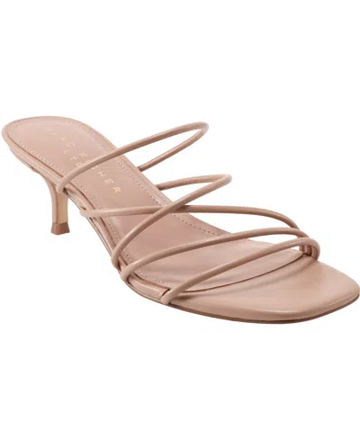 Marc Fisher Ltd Women's Banna Strappy Kitten Heel Sandals In Light Natural Leather