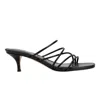 Marc Fisher Ltd Banna Strappy Leather Kitten Slide Sandals In Black