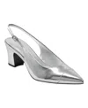 Marc Fisher Ltd Blakeley Slingback Pointed Toe Pump In Silver Mirror Metallic Leather