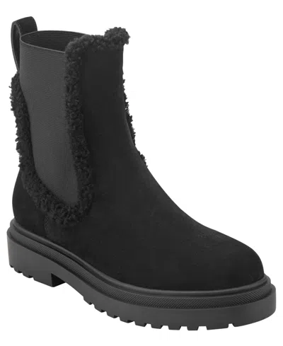 Marc Fisher Ltd Women's Blaynie Double Gore Lug Sole Pull-on Booties In Black