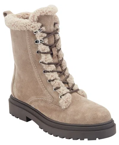Marc Fisher Ltd Women's Braylee Lug Sole Lace-up Shearling Booties In Multi