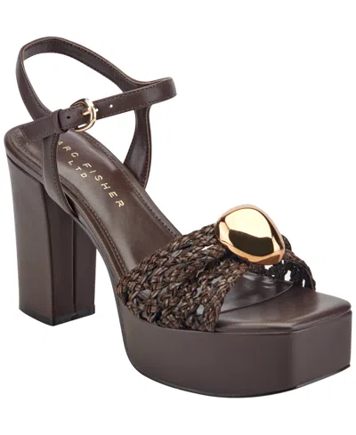 Marc Fisher Ltd Cabell Ankle Strap Platform Sandal In Brown
