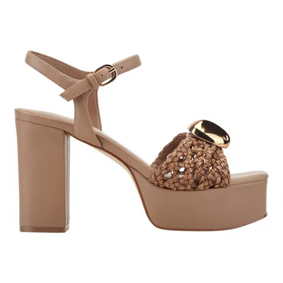 Marc Fisher Ltd Cabell Ankle Strap Platform Sandal In Neutral