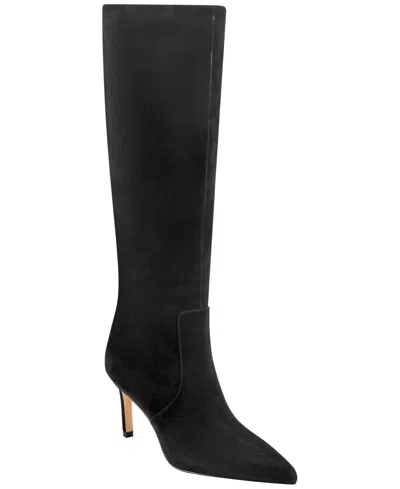 Marc Fisher Ltd Women's Callena Suede Pointed Toe Stiletto Tall Boots In Black