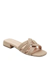 MARC FISHER LTD WOMEN'S CASARA SQUARE TOE INTERLINK STRAP SLIDE SANDALS