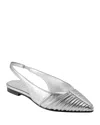 Marc Fisher Ltd Dalatee Slingback Pointed Toe Flat In Silver