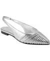 Marc Fisher Ltd Dalatee Slingback Pointed Toe Flat In Silver Leather