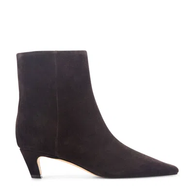 Marc Fisher Ltd Women's Danai Kitten Heel Leather Ankle Bootie In Dark Brown Suede