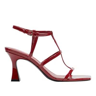 Marc Fisher Ltd Women's Dennie Strappy Leather Dress Sandal In Red