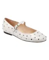 Marc Fisher Ltd Elizza Studded Mary Jane Flat In Ivory Leather