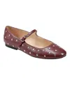Marc Fisher Ltd Elizza Studded Mary Jane Flat In Red Leather