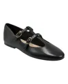 Marc Fisher Ltd Evie T-strap Flat In Black Leather