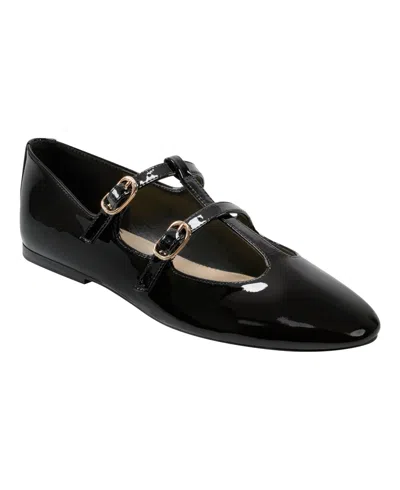 MARC FISHER LTD WOMEN'S EVIE DOUBLE BUCKLE T-STRAP FLATS