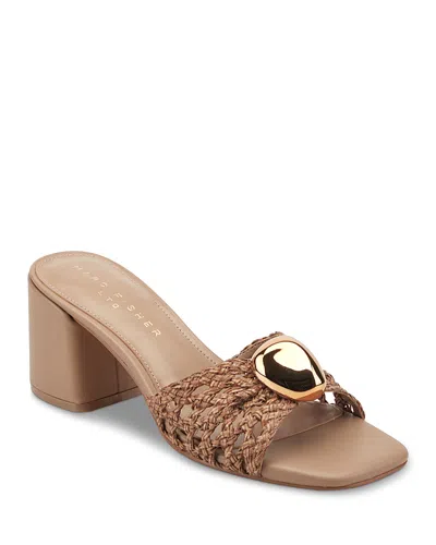 Marc Fisher Ltd Farrel Embellished Square Toe Slide Sandal In Multi