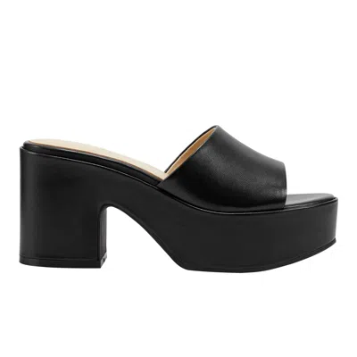 Marc Fisher Ltd Women's Forina Leather Platform Slide Sandal In Black
