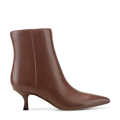 Marc Fisher Ltd Women's Francy Kitten Heel Leather Bootie In Brown