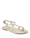 Marc Fisher Ltd Strappy Leather Flat Toe-ring Sandals In Gold