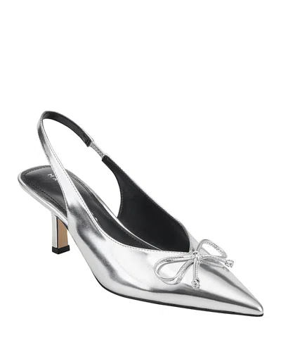 Marc Fisher Ltd Women's Gretel Slingback Kitten Heel Pumps In Silver