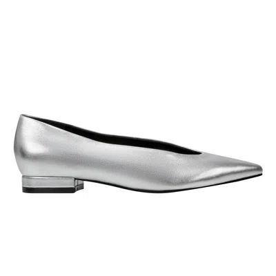 Marc Fisher Ltd Women's Gunner Pointed Toe Leather Flat In Silver