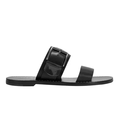 Marc Fisher Ltd Women's Hallyn Leather Flat Slide Sandal In Black