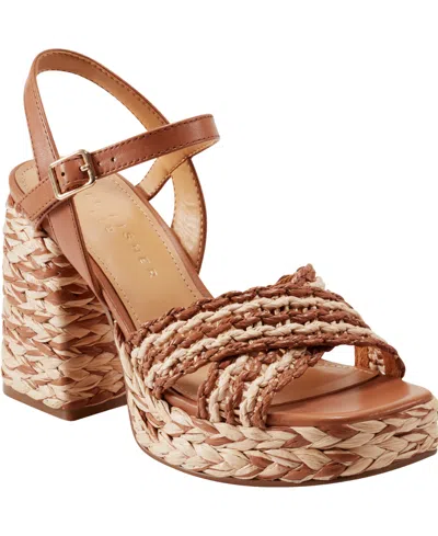 Marc Fisher Ltd Women's Juliey Woven Block Heel Platform Sandals In Brown,light Natural
