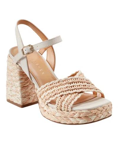 MARC FISHER LTD WOMEN'S JULIEY WOVEN BLOCK HEEL PLATFORM SANDALS
