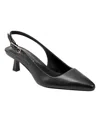 Marc Fisher Ltd Kory Pointed Toe Kitten Heel Pump In Black Leather