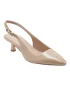 Marc Fisher Ltd Kory Pointed Toe Kitten Heel Pump In Light Natural Leather