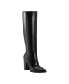 Marc Fisher Ltd Women's Lannie Pointy Toe Block Heel Knee High Dress Boots In Black Leather