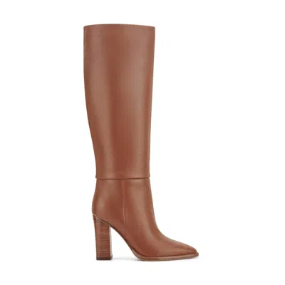 Marc Fisher Ltd Women's Lannie Wide Calf Dress Leather Boot In Brown
